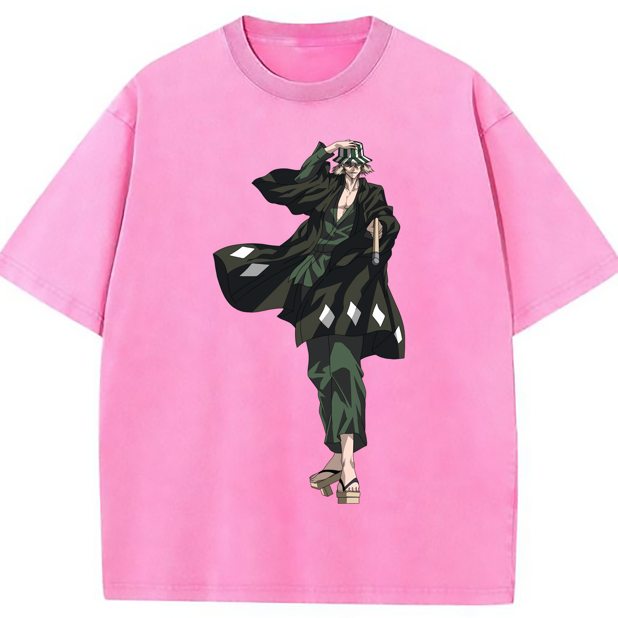 （画像用） "ブリーチ 浦原 喜助（うらはら きすけ） BLEACH Urahara Kisuke " 綿100% ヴィンテージ風 半袖Tシャツ（フロントプリント）